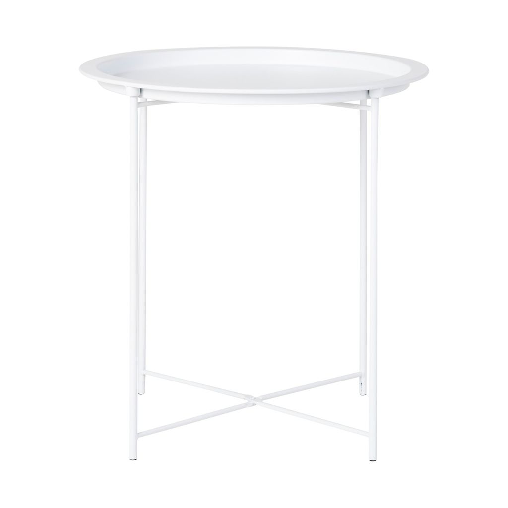 Tálcás lerakóasztal, 47 cm, fehér - GOUTTE - Butopêa